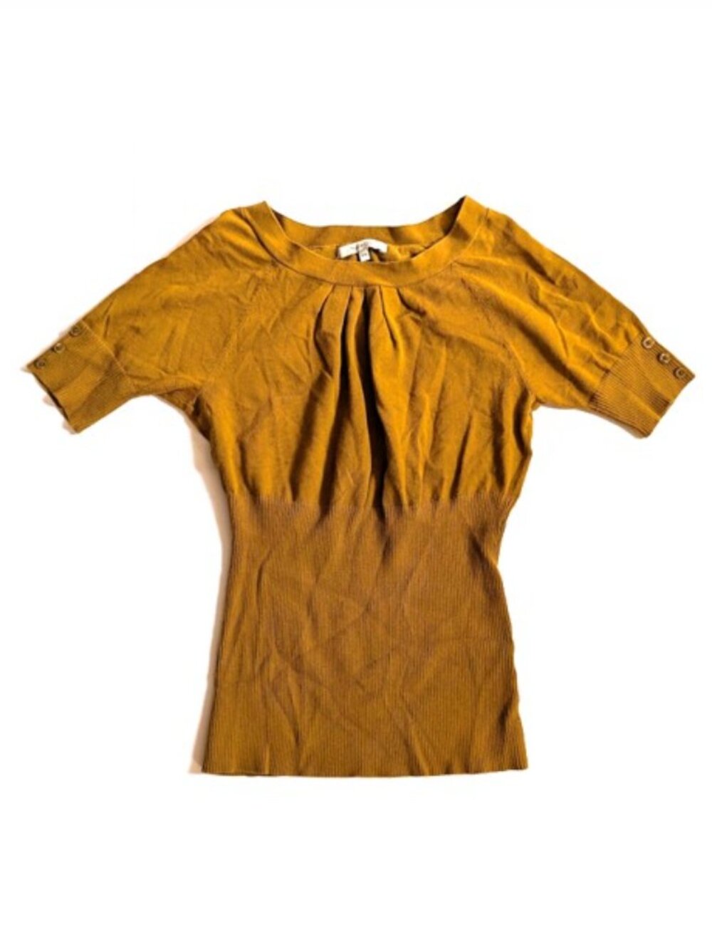 RW&CO Ribbed Knit Sweater Top in Dark Gold Size M